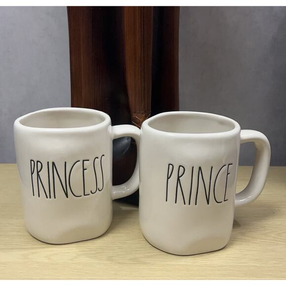 Rae Dunn Artisan Collection -Prince & Princess Farmhouse Mug Set of 2, White - Picture 1 of 9